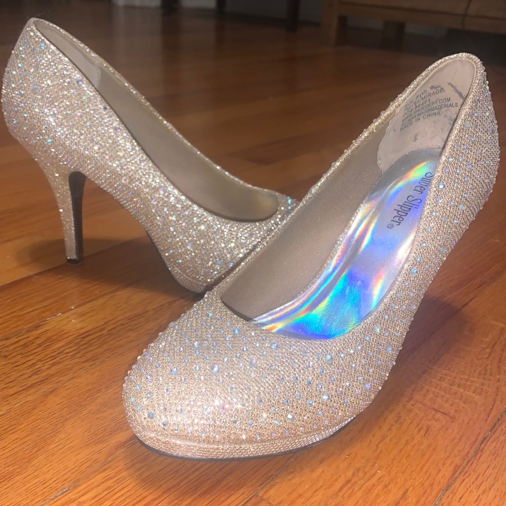 Gold Sequin Heels. Only worn twice!